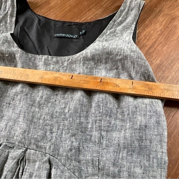 Cynthia Rowley Dress Grey Linen Ruffle Hem Sleeveless Midi Size 10 - Picture 7 of 11